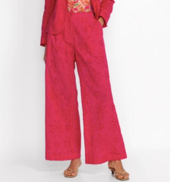 Jade by Johnny Was Joanna Eyelet Blazer Kolbie Pants Set Pink Love Potion S/M - Picture 11 of 11